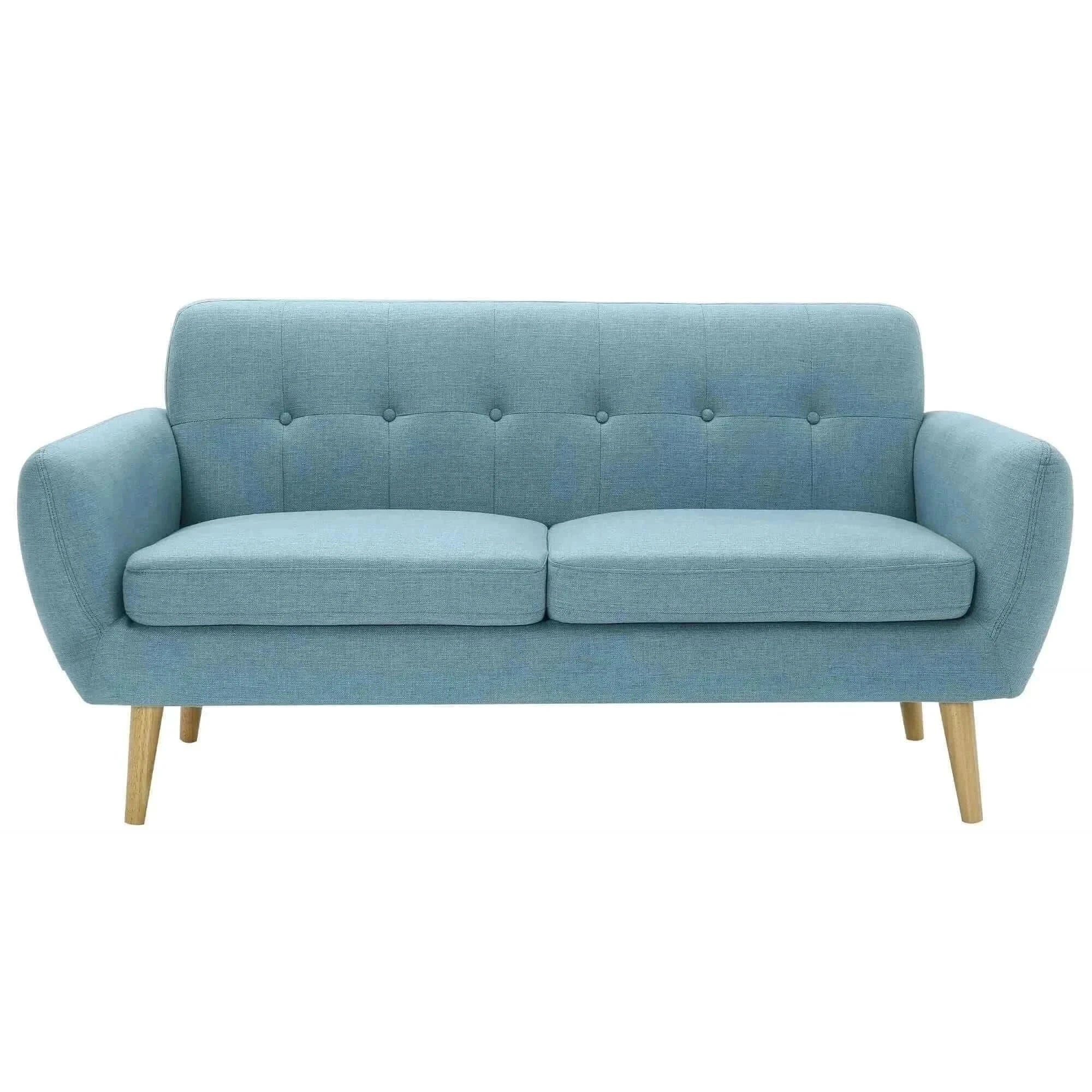 Dane 3 Seater Fabric Upholstered Sofa Lounge Couch - Blue