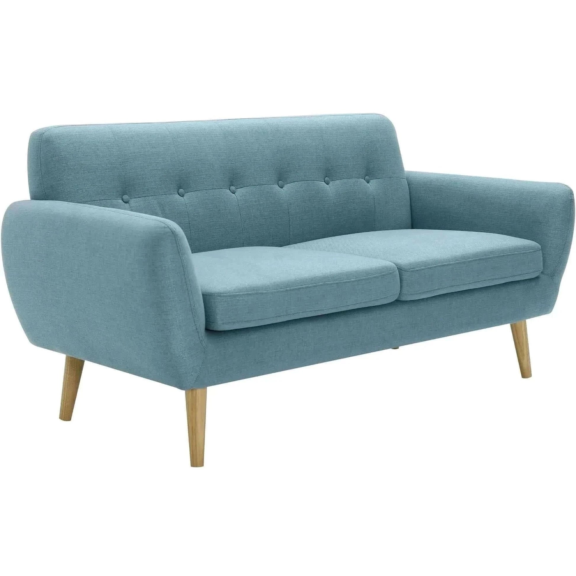 Dane 3 Seater Fabric Upholstered Sofa Lounge Couch - Blue