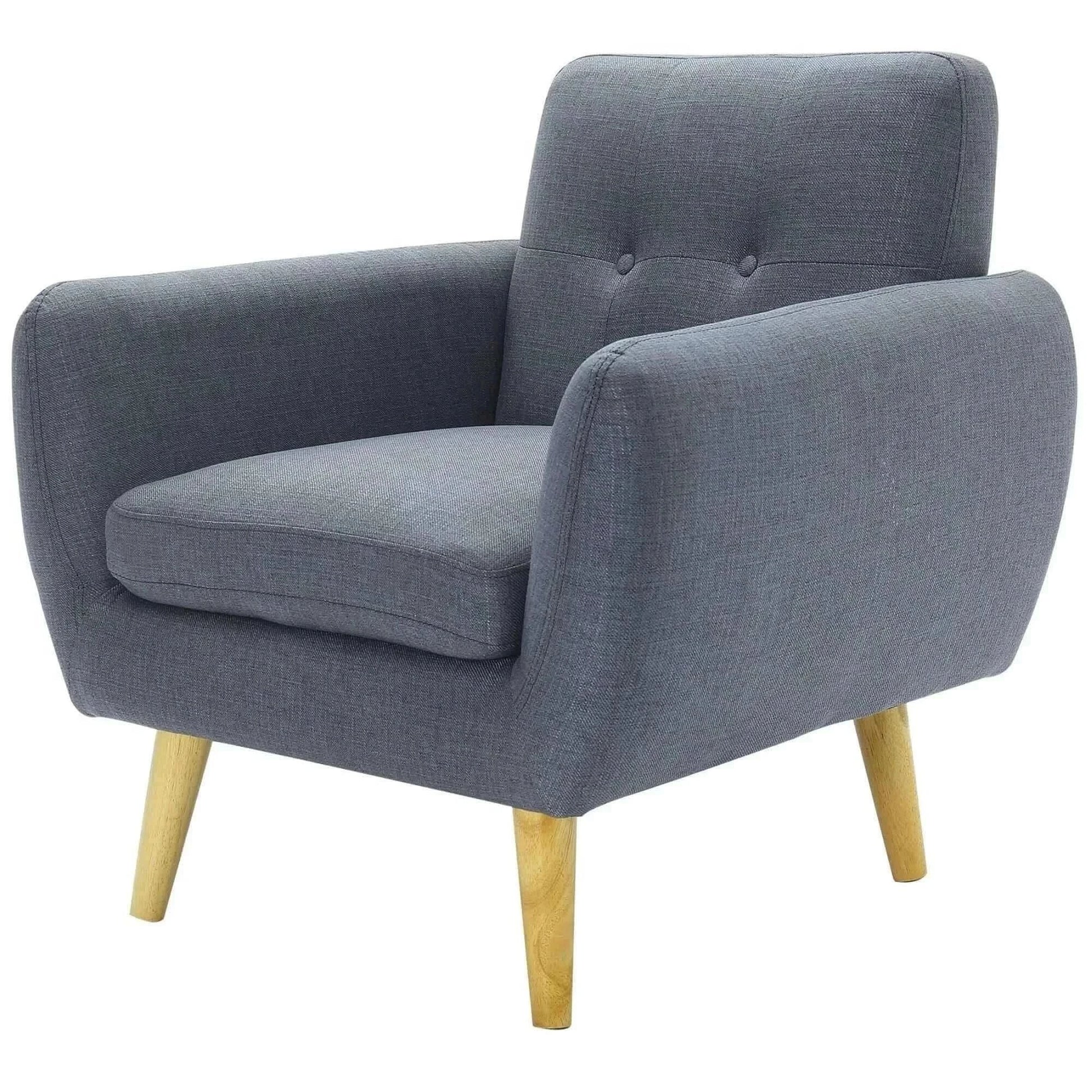 Dane Single Seater Fabric Upholstered Sofa Armchair Lounge Couch - Dar