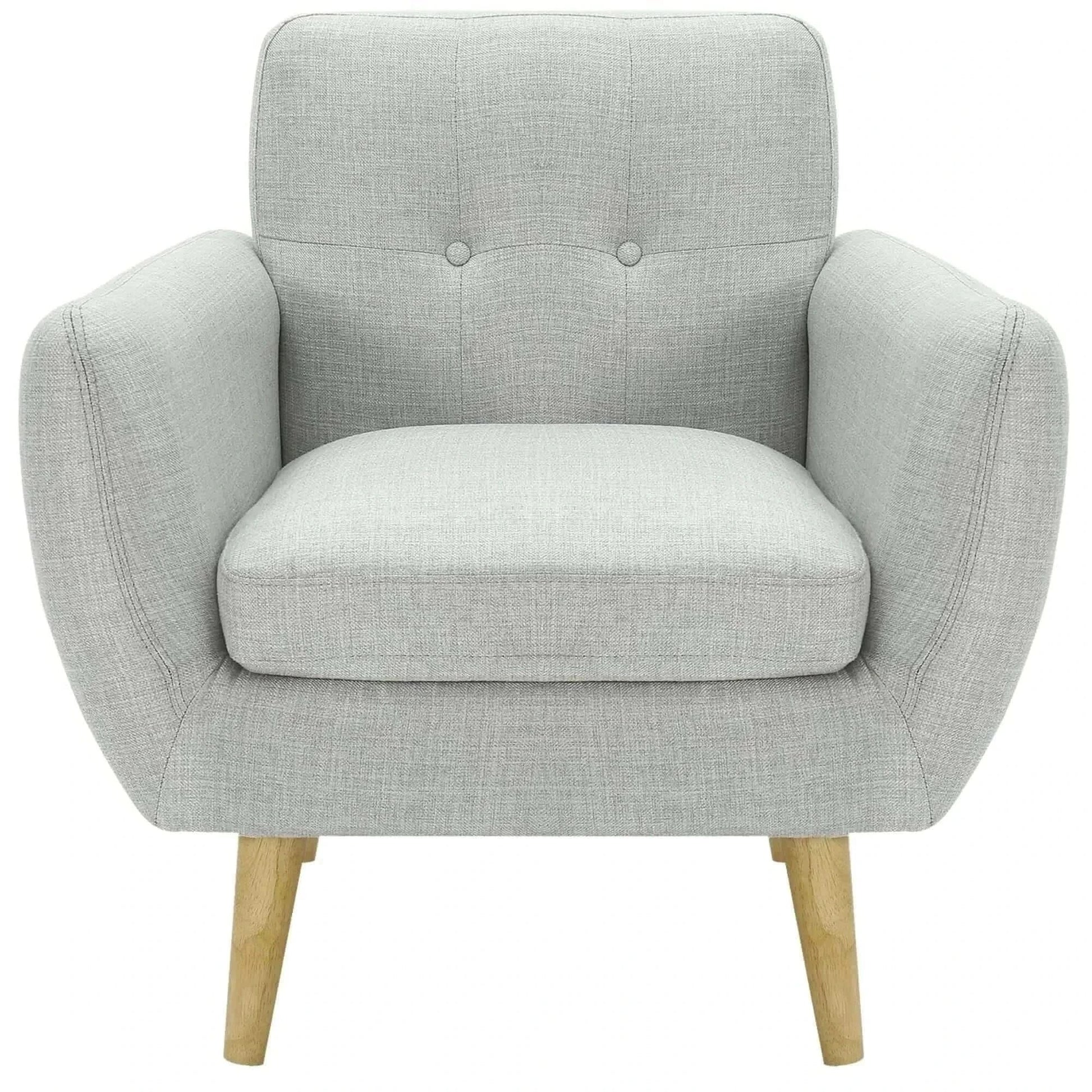 Dane Fabric Upholstered Single Couch Chair - Light Grey