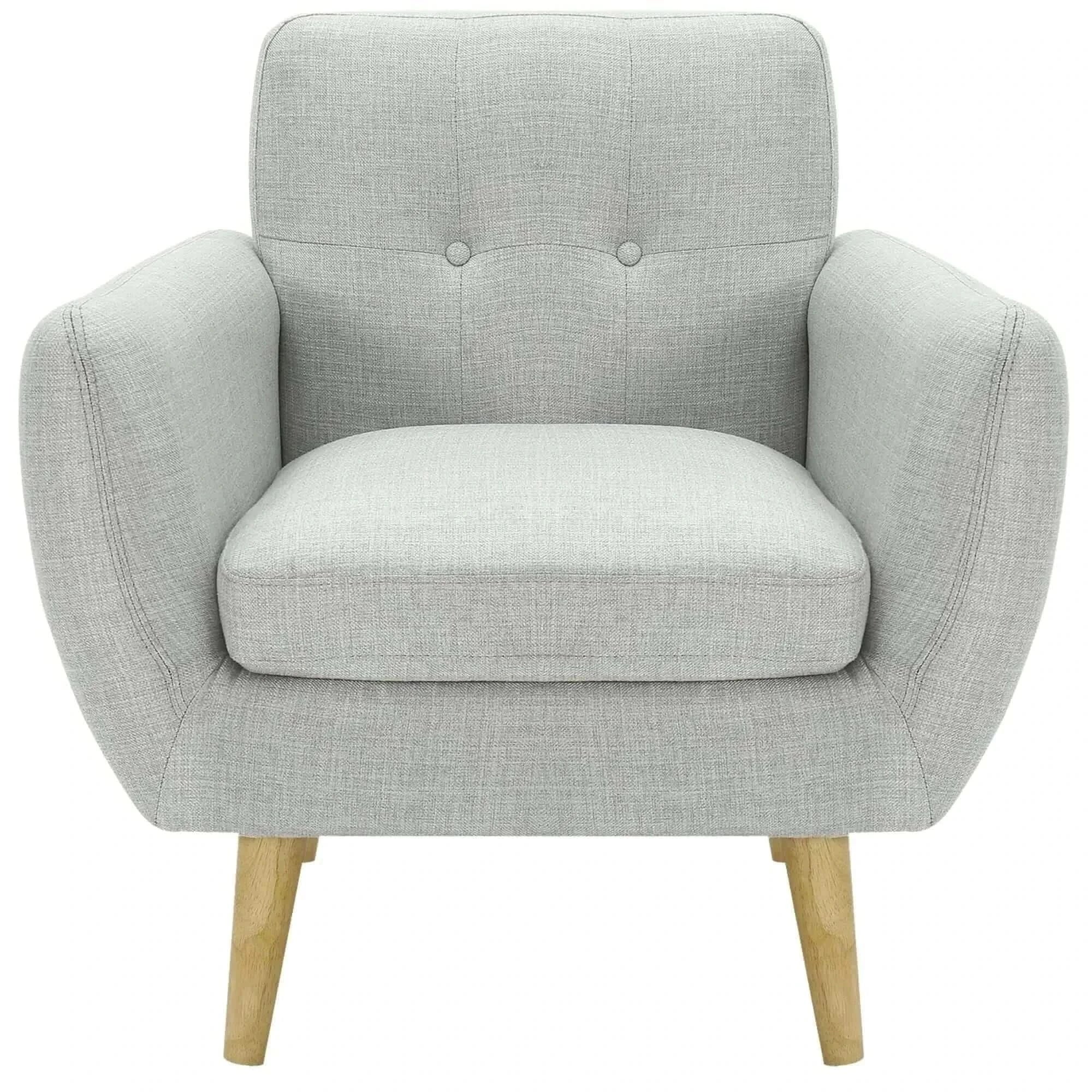 Dane Fabric Upholstered Single Couch Chair - Light Grey