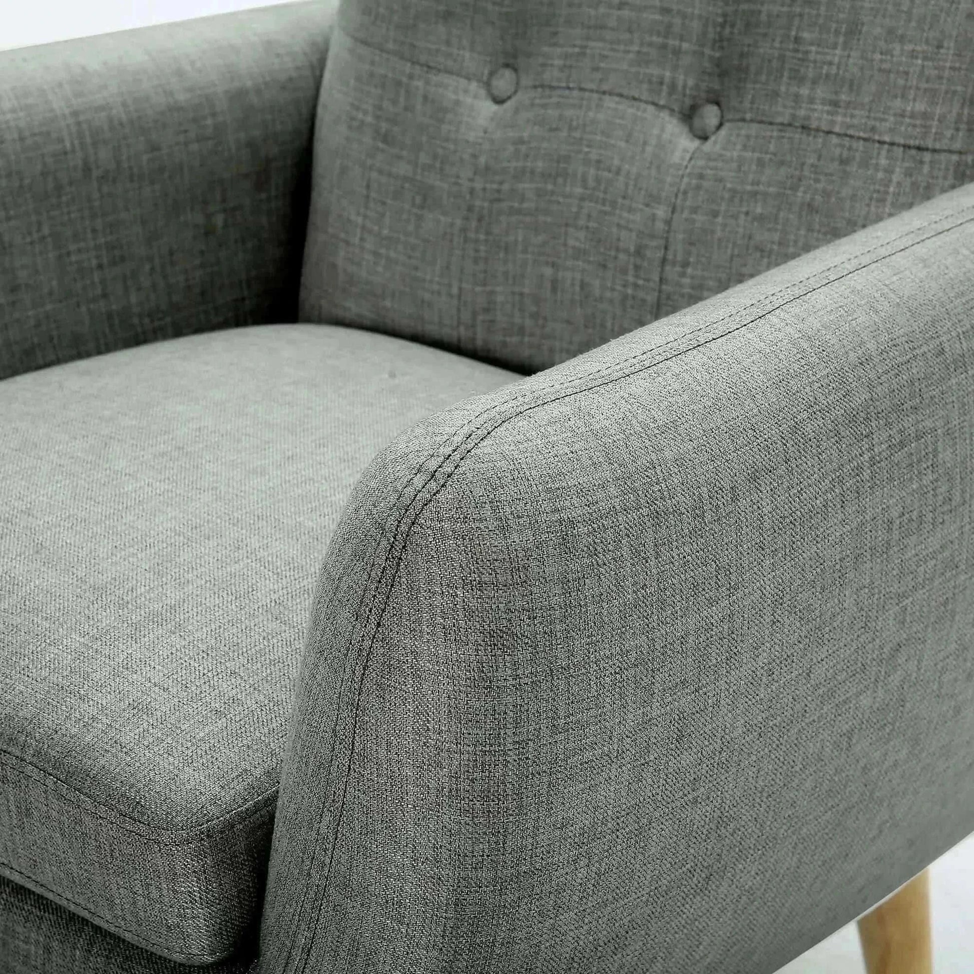 Dane Single Seater Fabric Upholstered Sofa Armchair Set of 2 - Mid Gre