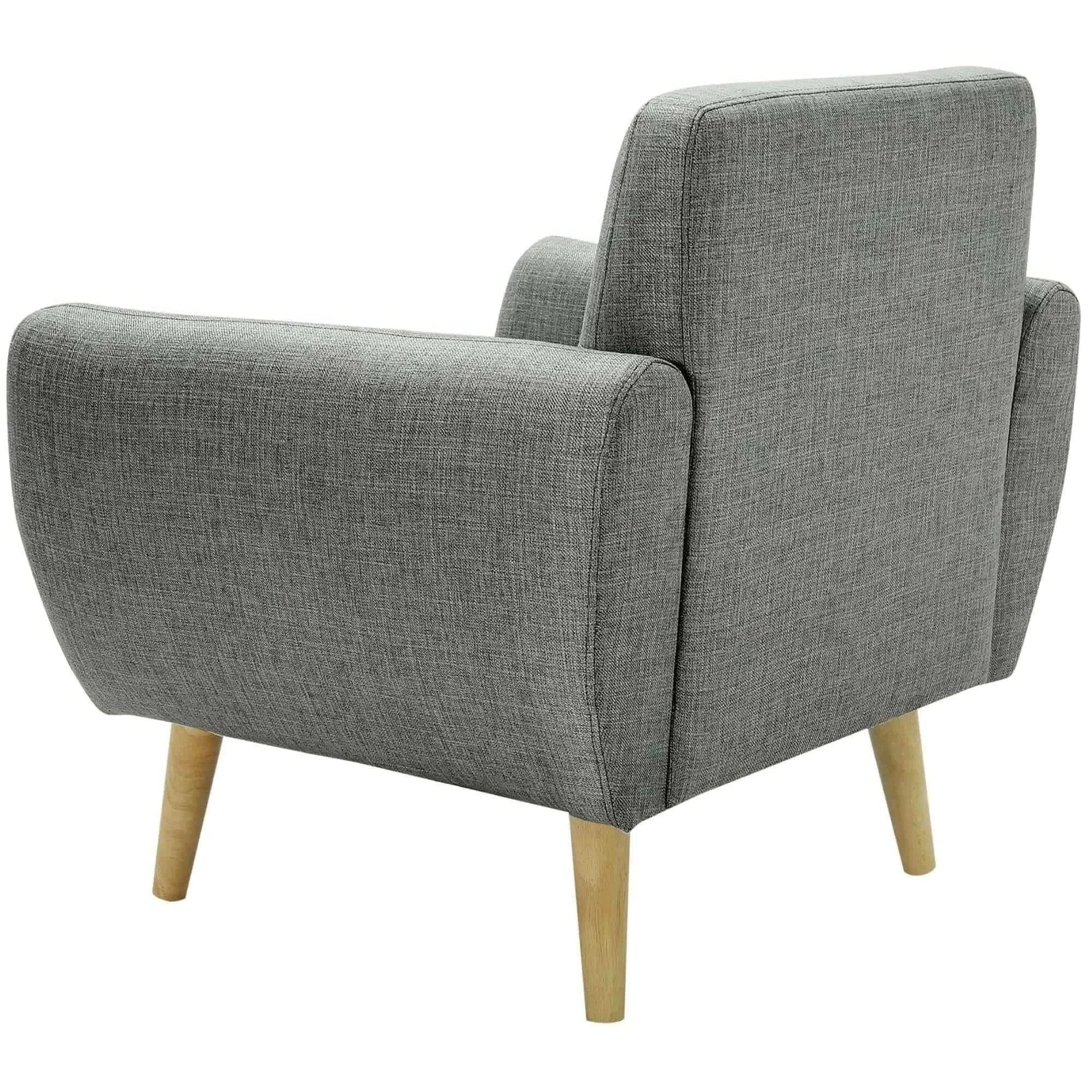 Dane Single Seater Fabric Upholstered Sofa Armchair Set of 2 - Mid Gre
