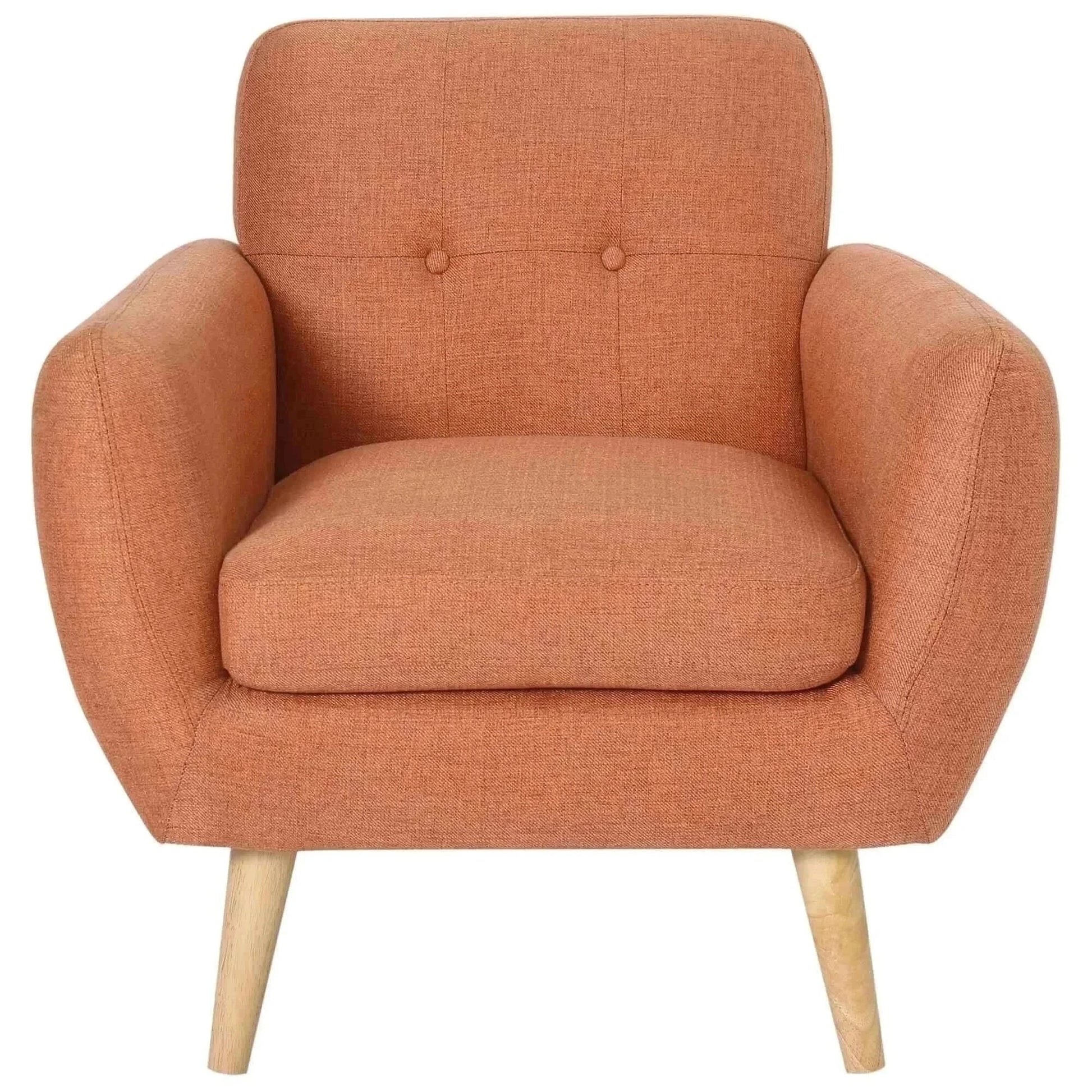 Dane 1 Seater Fabric Upholstered Sofa Armchair Set of 2 - Orange