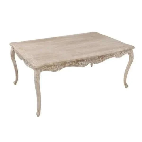 Oak Wood large Size Dining Table in White Washed Finish