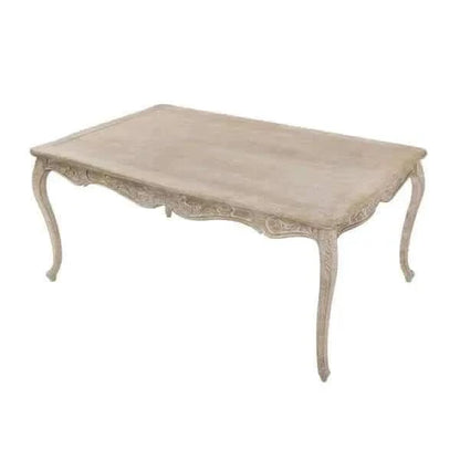 Medium Size Dining Table Oak Wood White Washed Finish