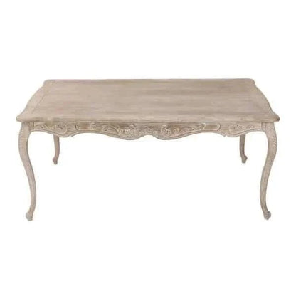 Medium Size Dining Table Oak Wood White Washed Finish