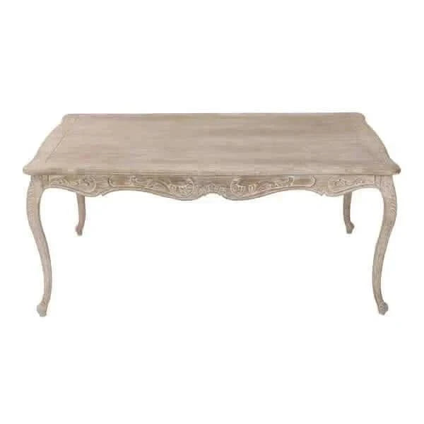 Medium Size Dining Table Oak Wood White Washed Finish