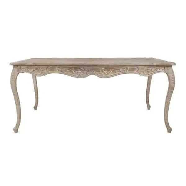 Medium Size Dining Table Oak Wood White Washed Finish