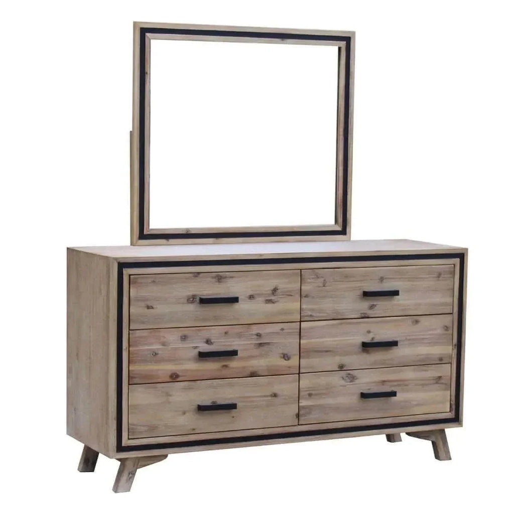 mirrored 6 drawer dresser