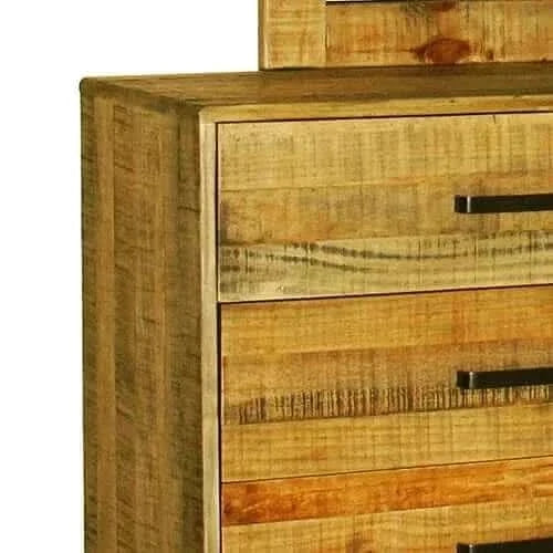 Dresser with 6 Storage Drawers in Solid Acacia With Mirror in Vintage 