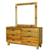 Dresser with 6 Storage Drawers in Solid Acacia With Mirror in Vintage 