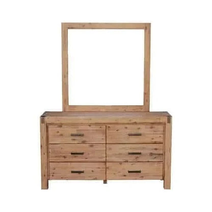 6 Drawer Dresser With Mirror in Oak Colour