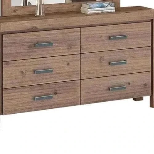 6 Drawer Dresser With Mirror in Oak Colour