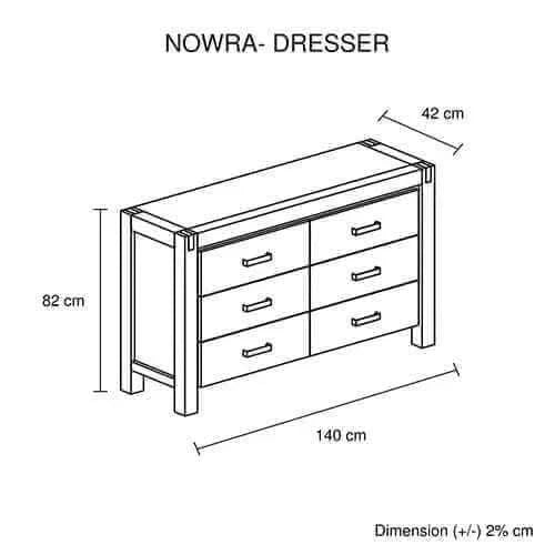 6 Drawer Dresser With Mirror in Oak Colour