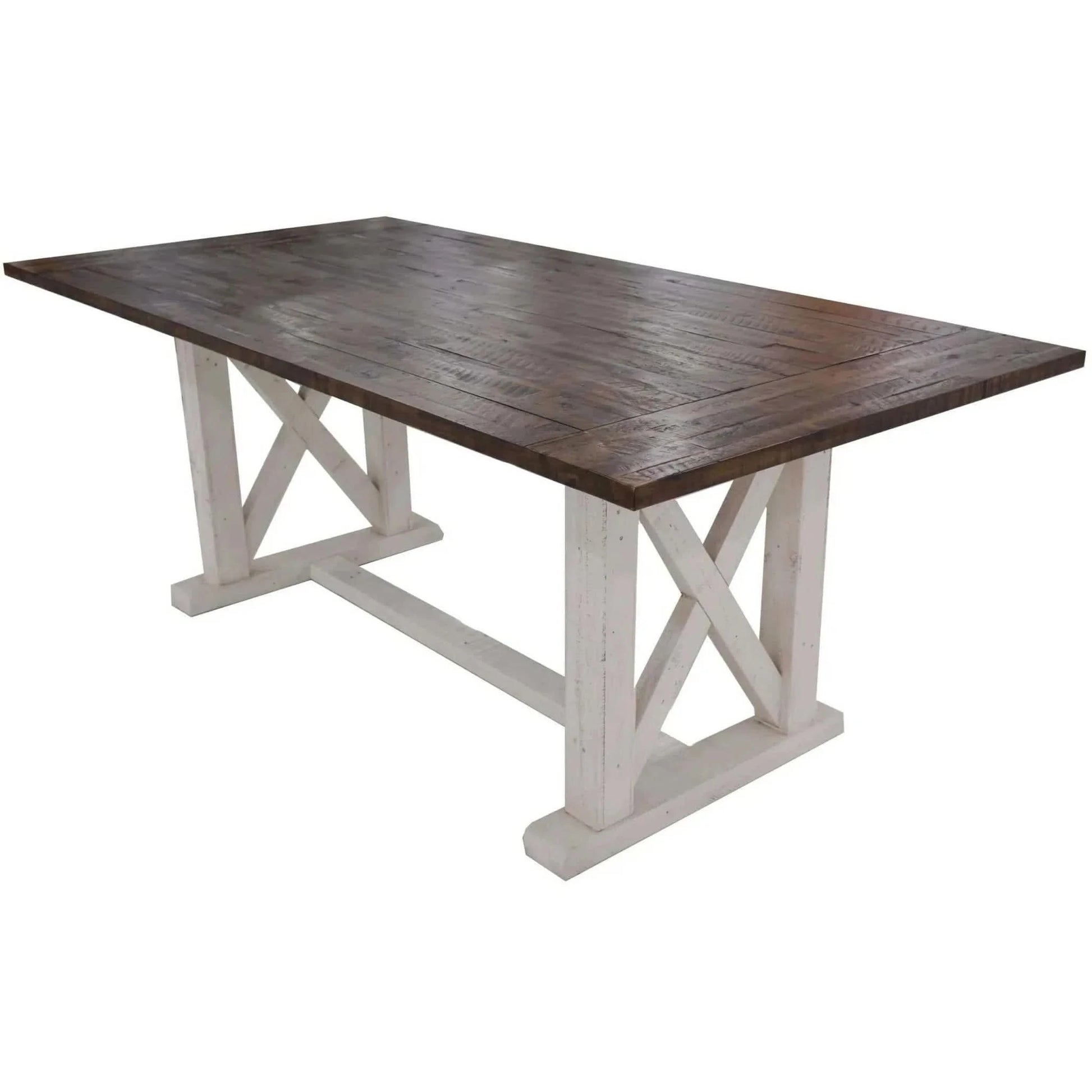 Erica 7pc Dining Set 200cm Table 6 Chair Solid Wood Timber - Brown Whi