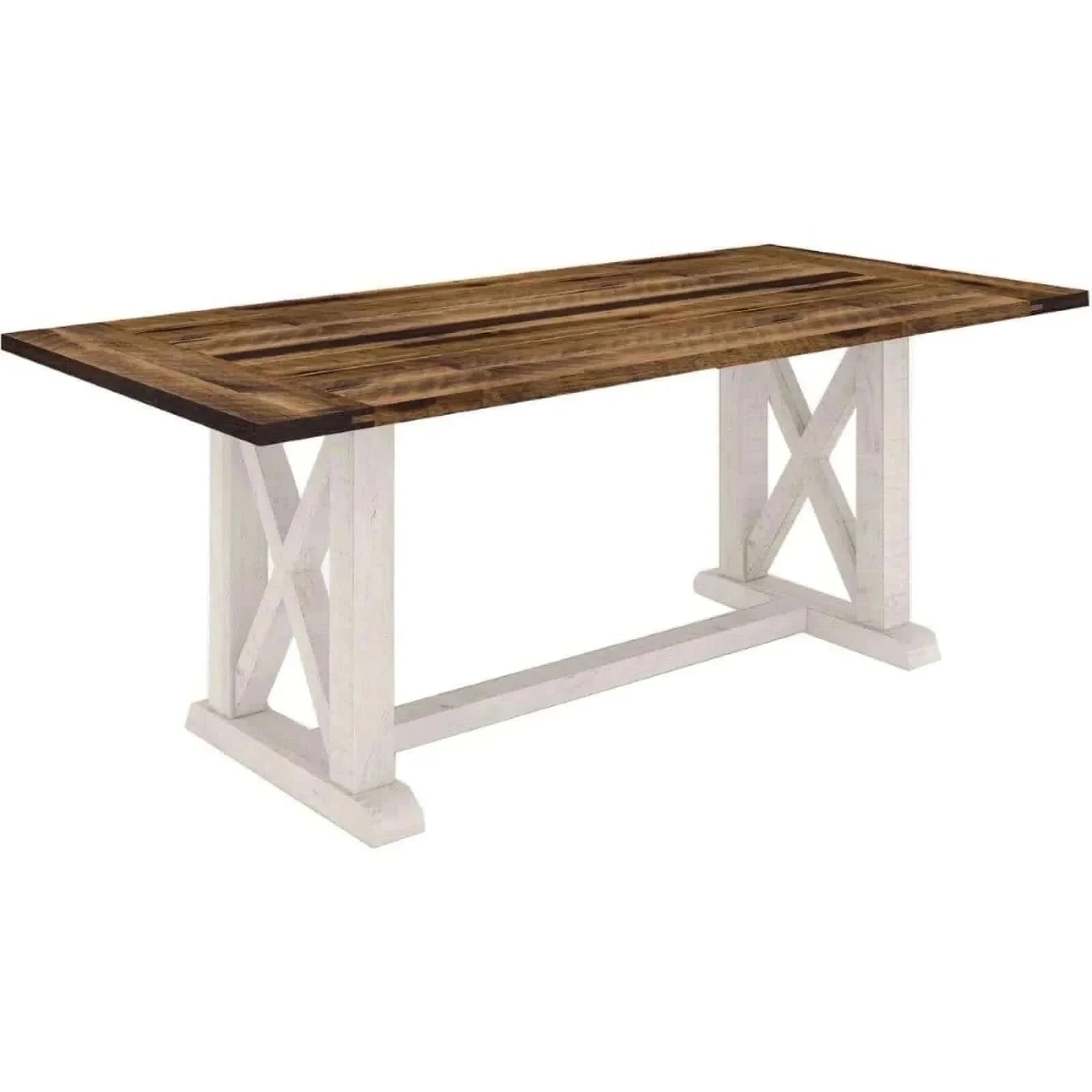 Erica 7pc Dining Set 200cm Table 6 Chair Solid Wood Timber - Brown Whi