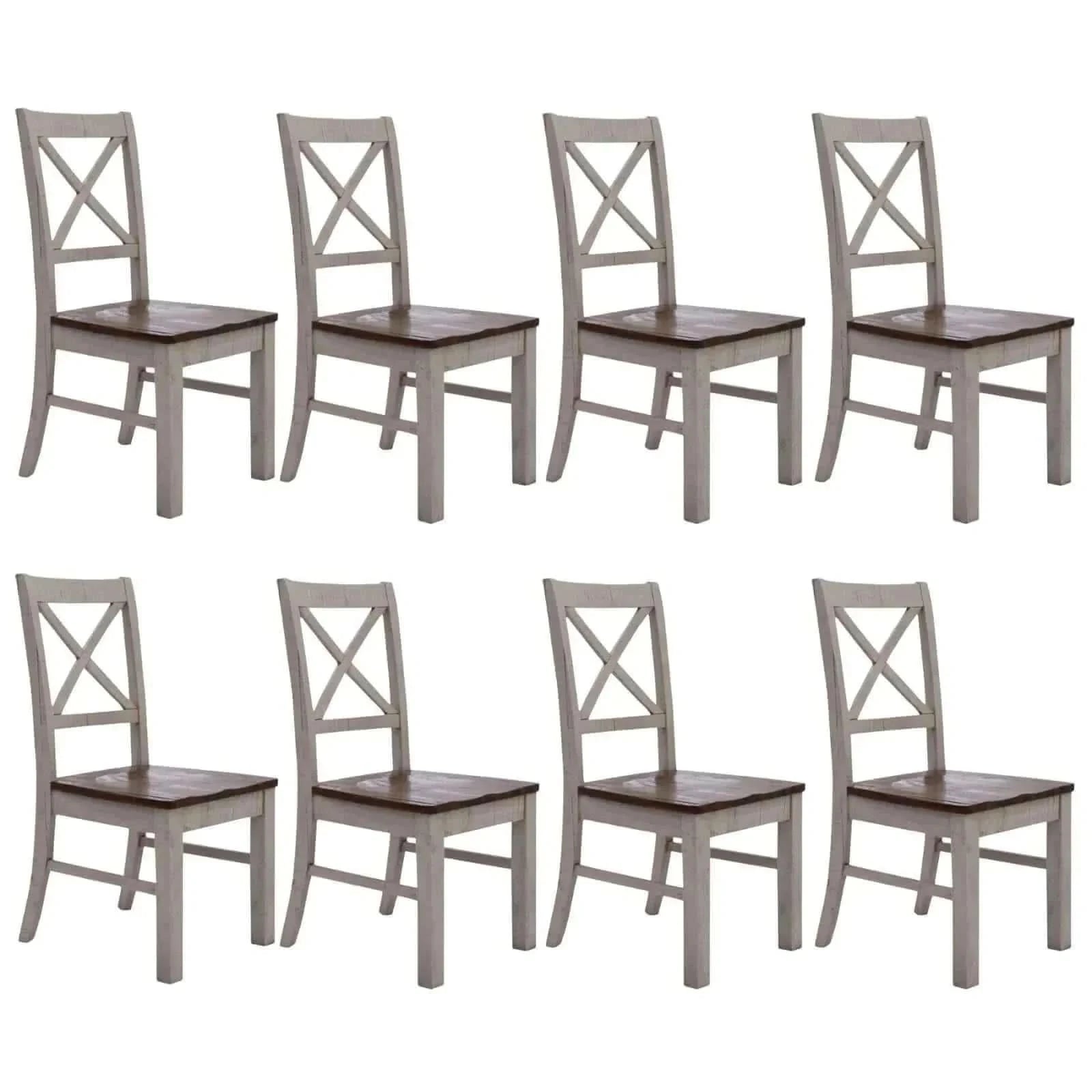Erica X-Back Dining Chair Set of 8 Solid Acacia Timber Wood Hampton Br