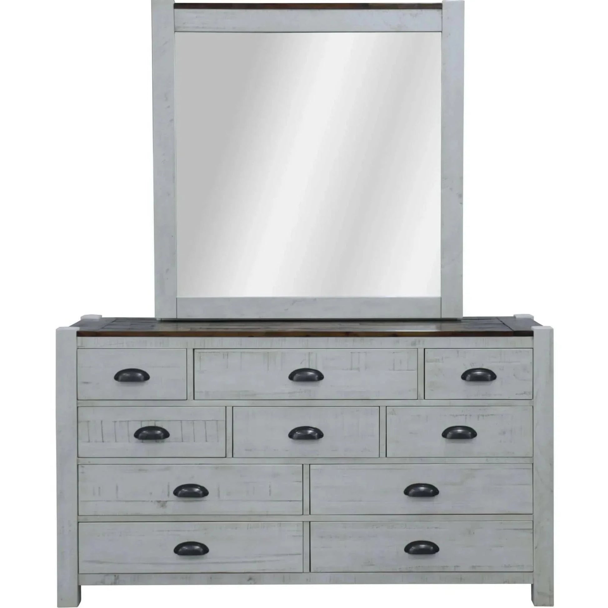 Erica Dresser Mirror Set 10 Chest of Drawers Acacia Timber Cabinet Bro