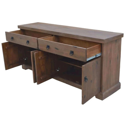 Florence Buffet Table 180cm 2 Door 4 Drawer Solid Dark Wood Timber