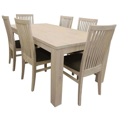 Foxglove 7pc Dining Set 190cm Table 6 PU Seat Chair - White