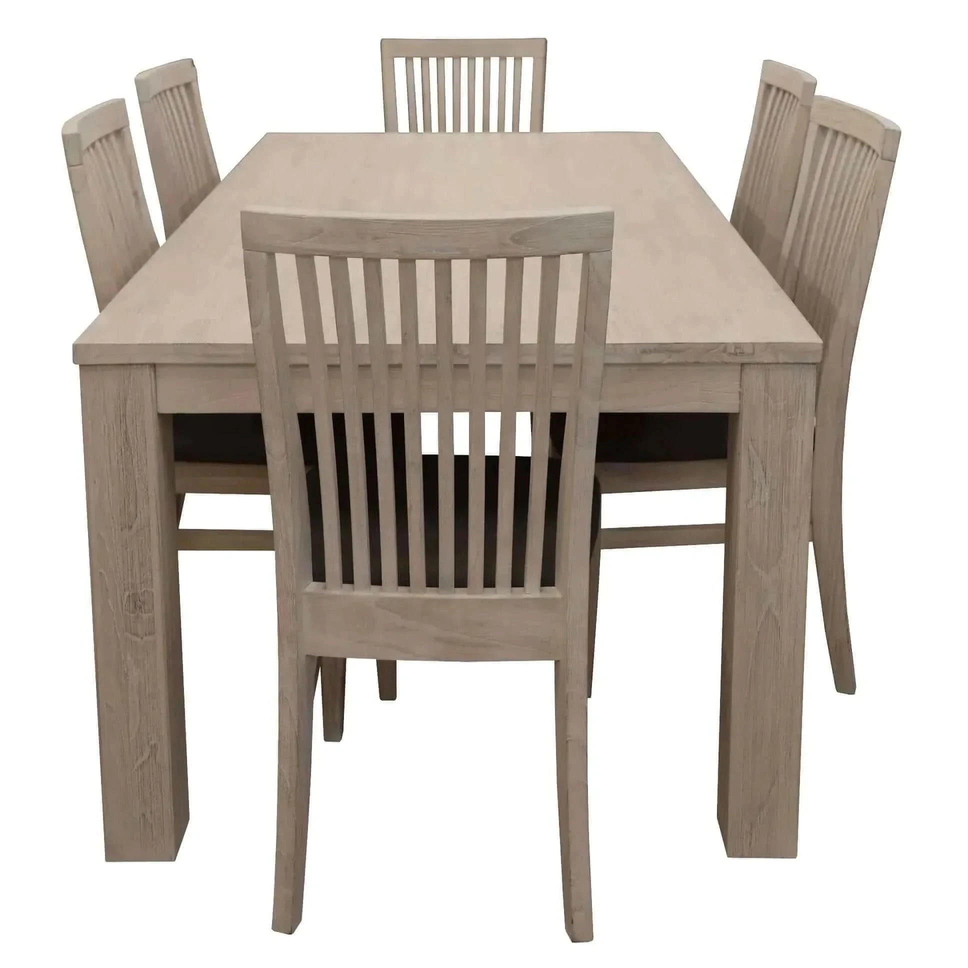 Foxglove 7pc Dining Set 190cm Table 6 PU Seat Chair - White