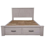 Foxglove Bed Frame Double Size Mattress Base With Storage Drawers - Wh