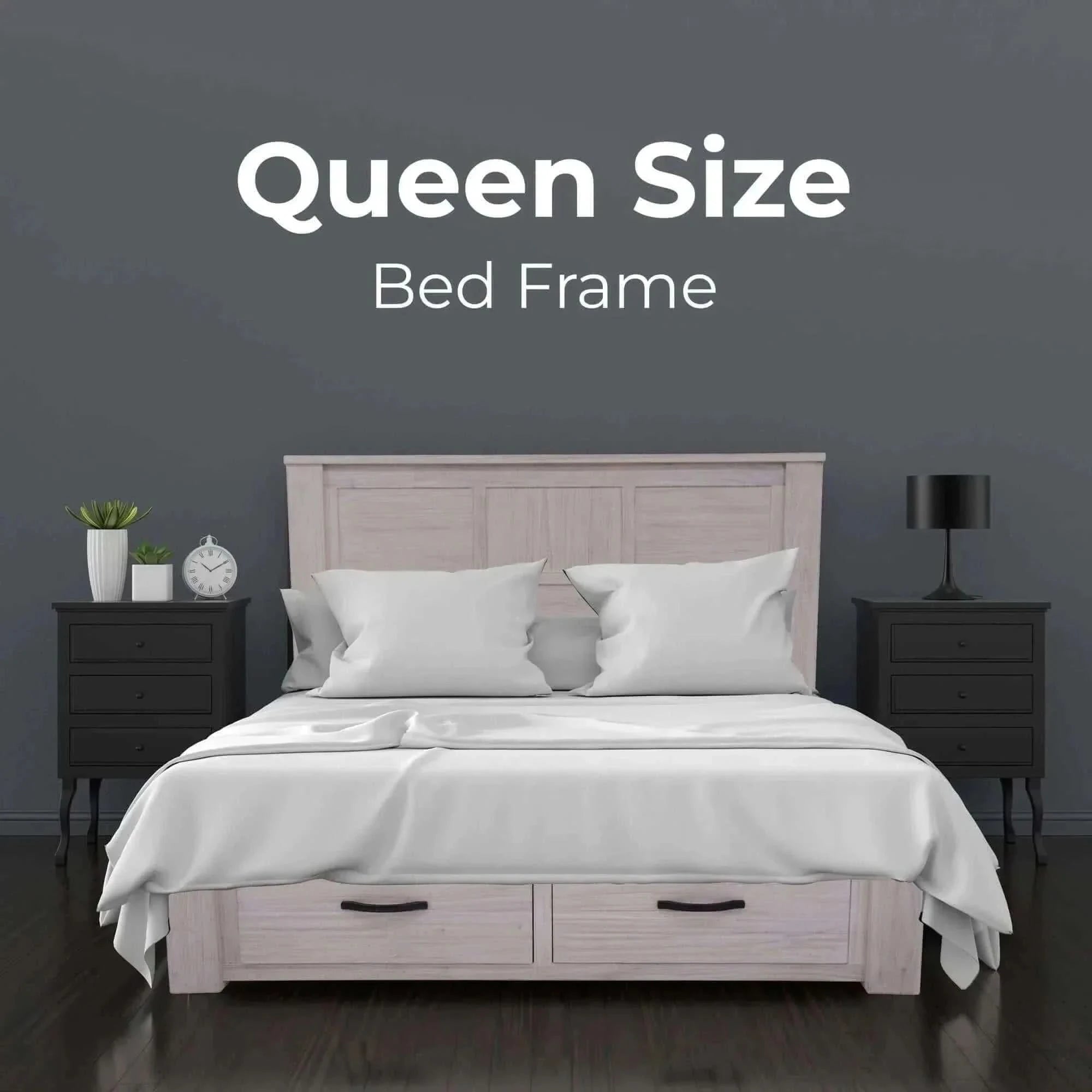 Foxglove Bed Frame Queen Size With Storage Drawers - White