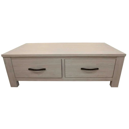 Foxglove Coffee Table 127cm 2 Drawer Solid Timber Wood - White