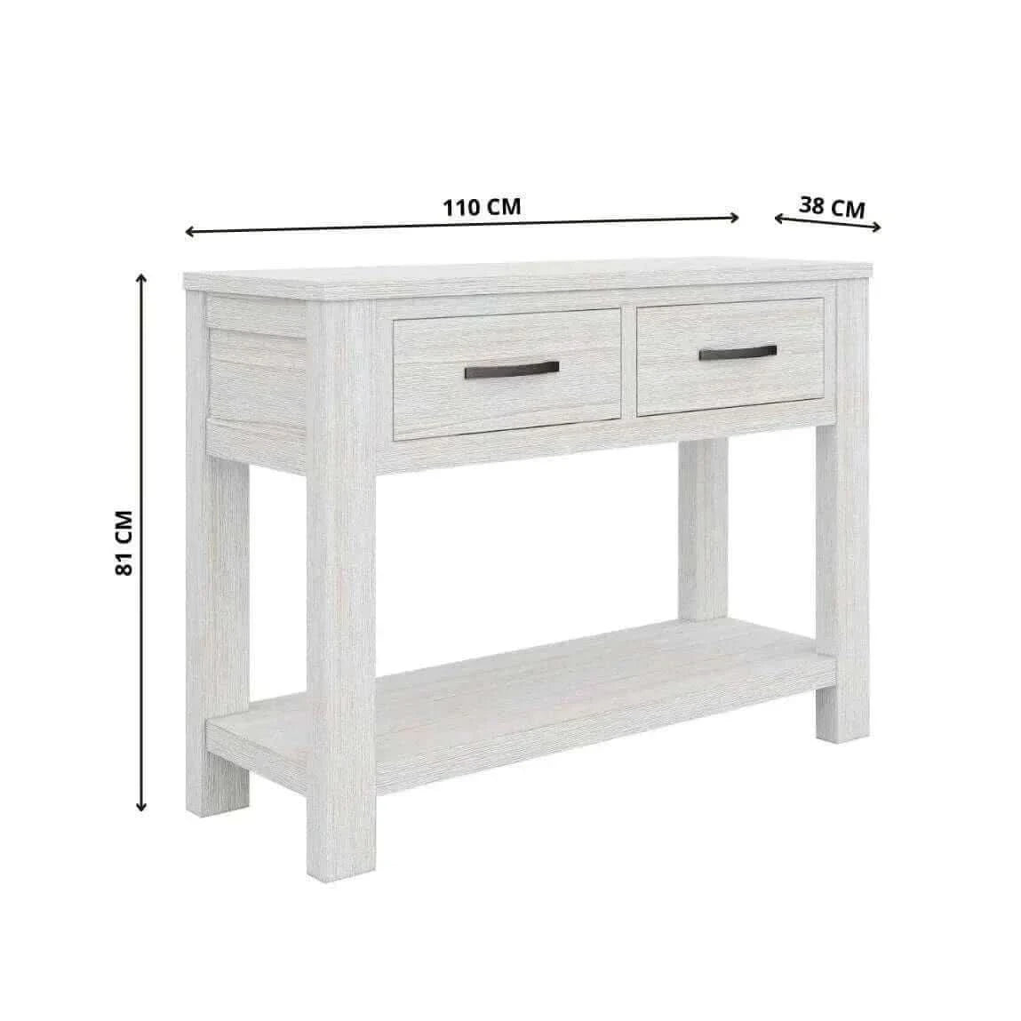 Foxglove Hallway Entry Table 110cm Solid Mt Ash Wood - White