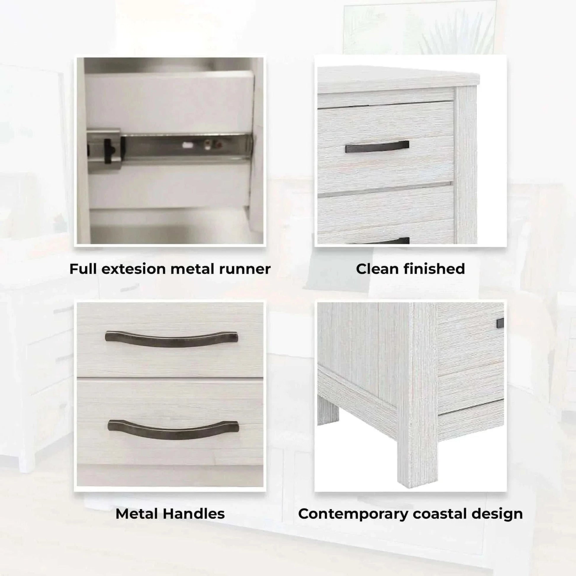 Foxglove Dresser 6 Chest of Drawers Solid Wood Tallboy Storage Cabinet