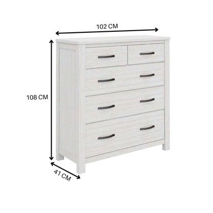 Foxglove Tallboy 5 Chest of Drawers Solid Ash Wood Bed Storage Cabinet