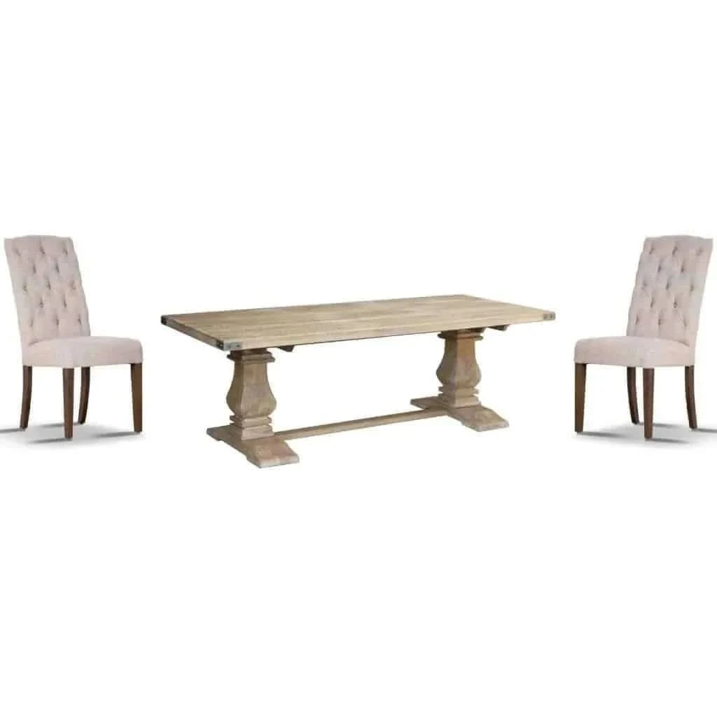 Gloriosa 10 seater Dining Table and Beige Chairs Mango Wood - Honey Wa