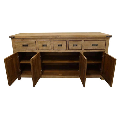 Gloriosa Buffet Table 180cm 4 Door 5 Drawer Solid Mango Timber Wood - 