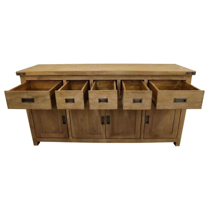 Gloriosa Buffet Table 180cm 4 Door 5 Drawer Solid Mango Timber Wood - 