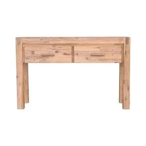 Hall Table With 2 Storage Drawers Solid Acacia Wood in Oak Colour