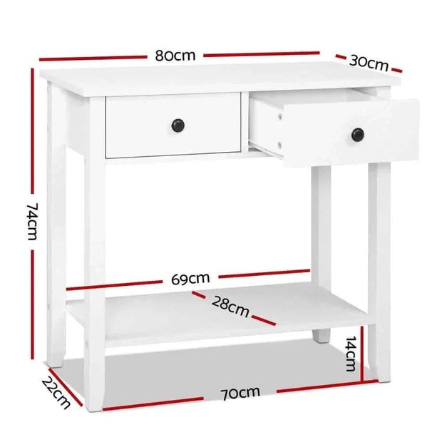 white entryway table