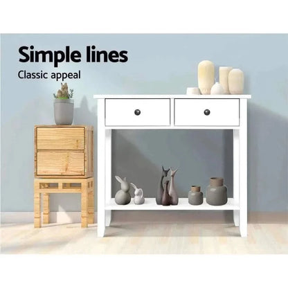 Artiss Console Table 2 Drawers 80CM White Chole