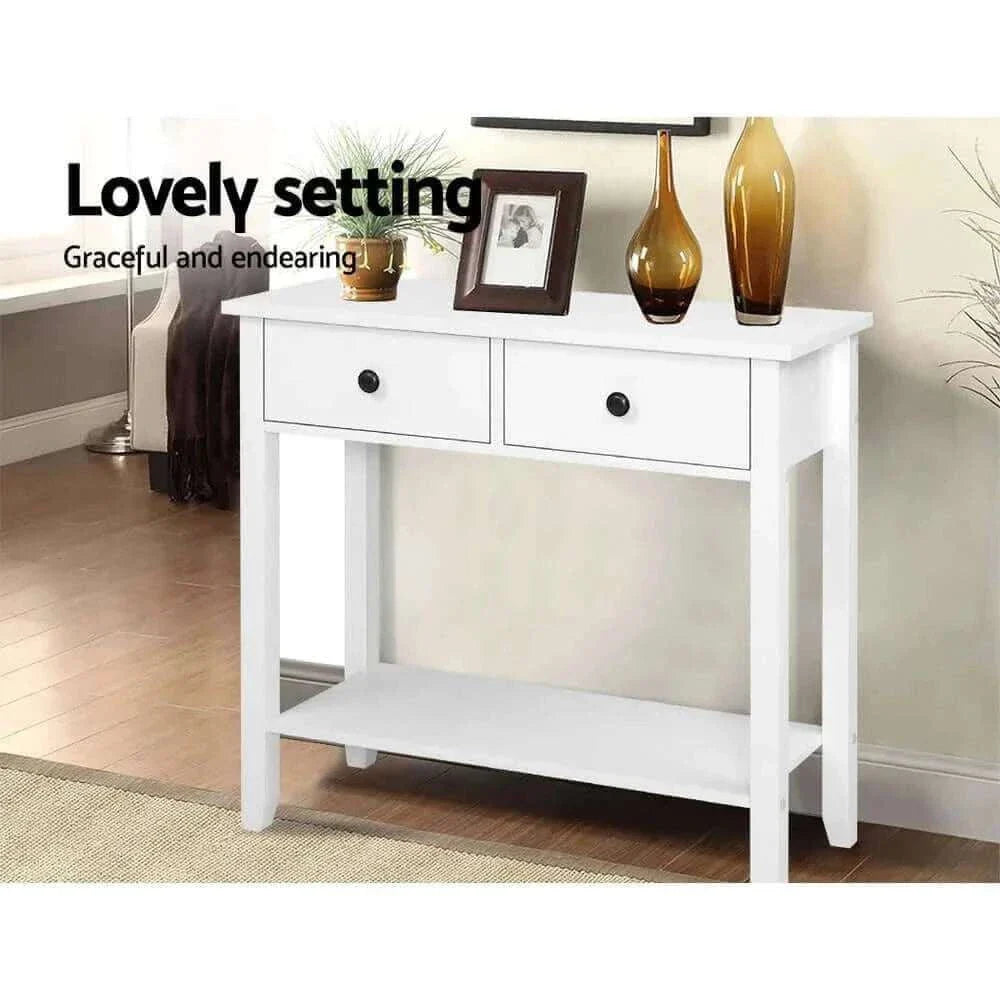 white entryway table