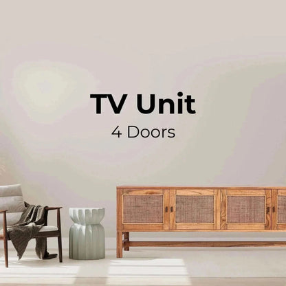 Jasmine ETU Entertainment TV Unit 160cm 4 Door Mindi Wood Rattan - Bro