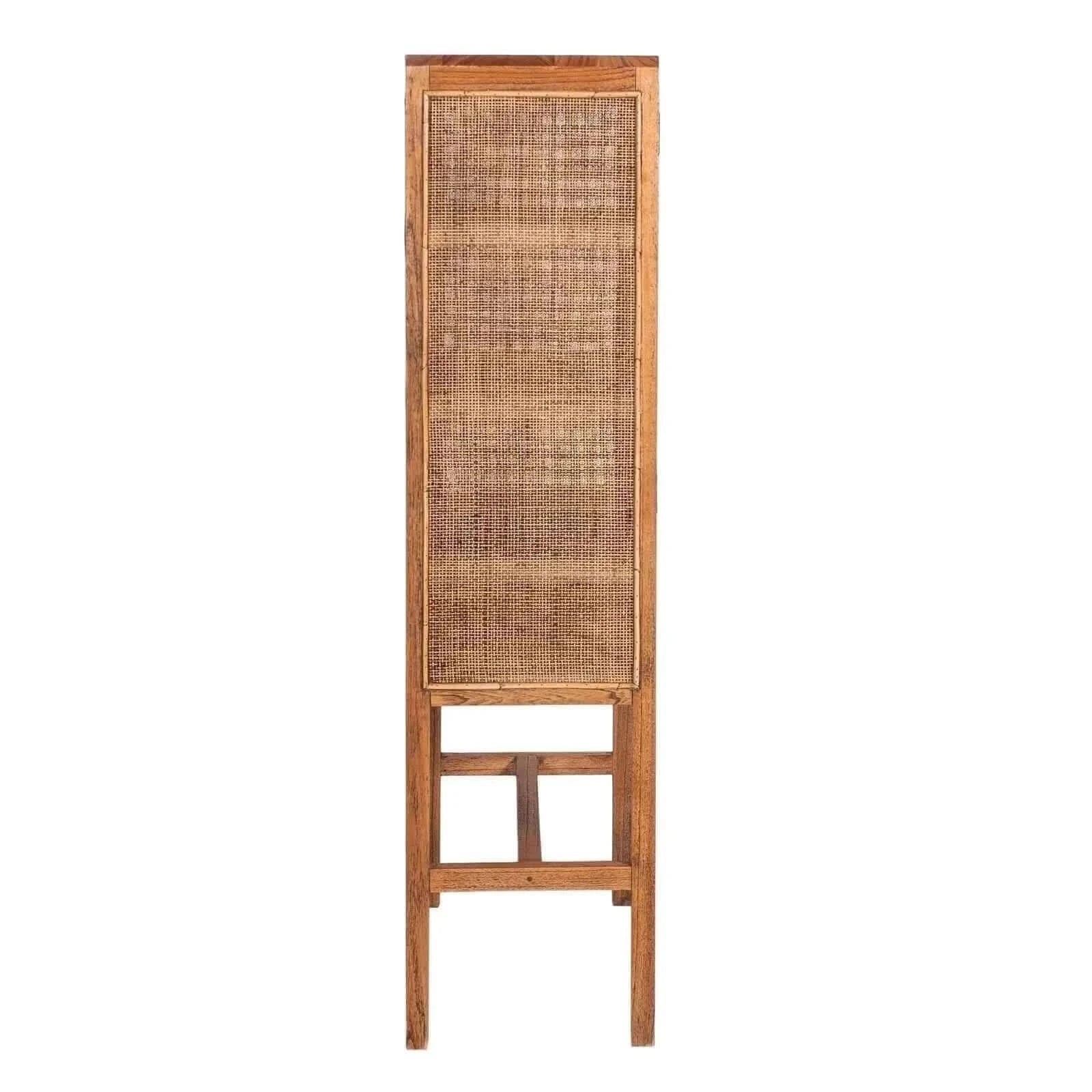Jasmine Tall Storage Cabinet 90cm 2 Door 1 Drawer Mindi Wood Rattan - 