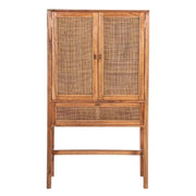 Jasmine Tall Storage Cabinet 90cm 2 Door 1 Drawer Mindi Wood Rattan - 