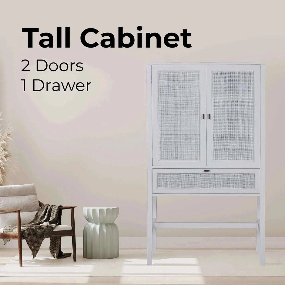 rattan Cabinet white 