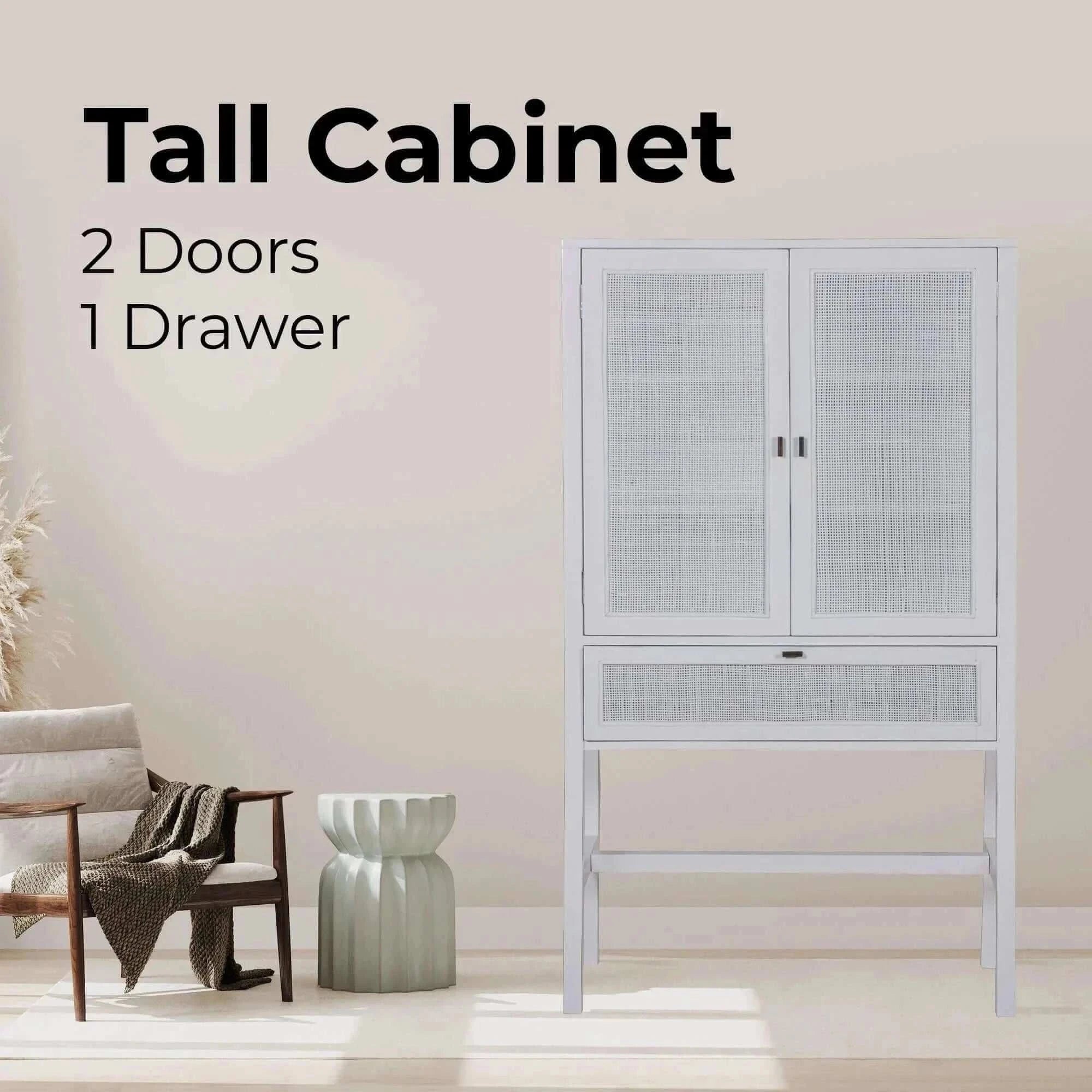 rattan Cabinet white 