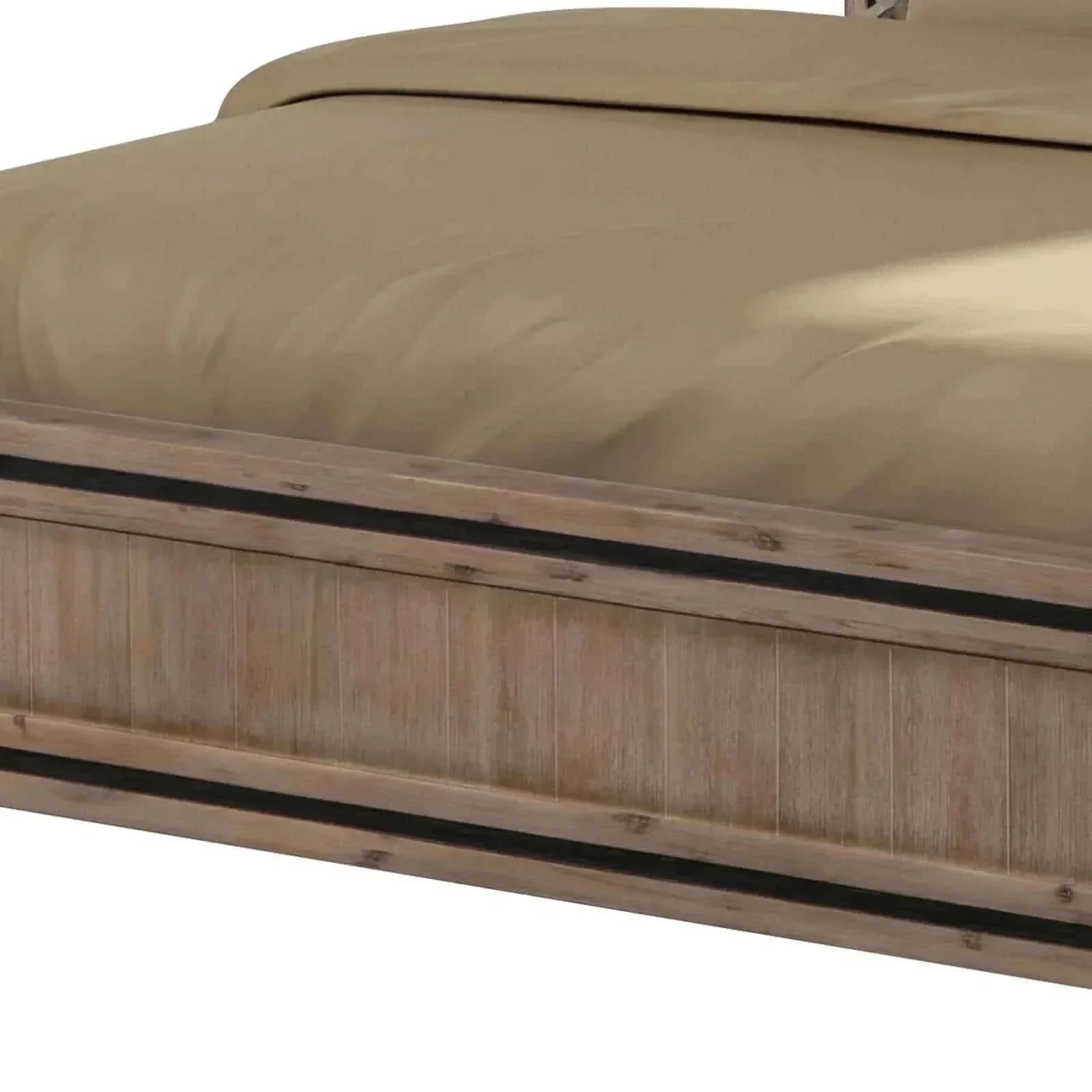 King Size Wooden Bed Frame Silver Brush in Acacia Wood
