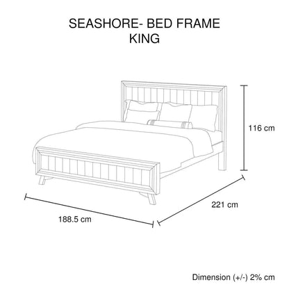 King Size Silver Brush Bed Frame in Acacia Wood Construction