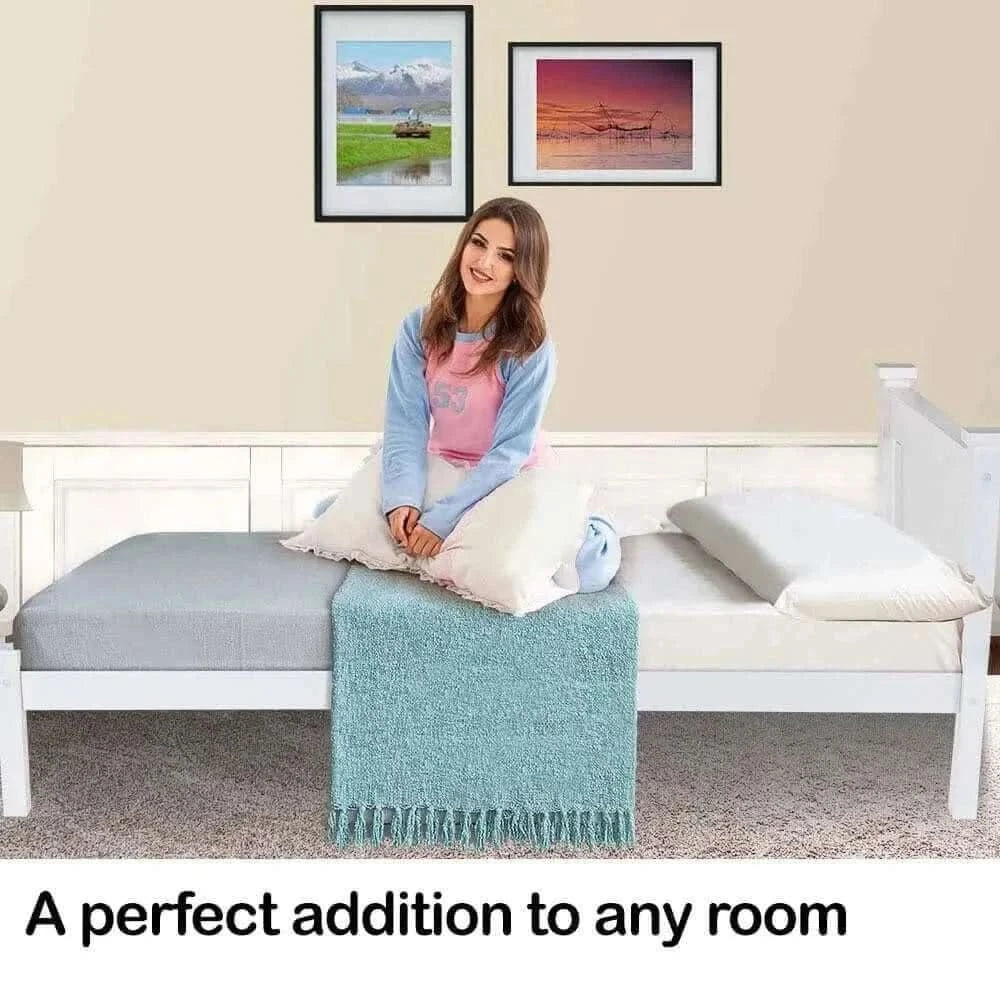 Kingston Slumber Single Wooden Bed Frame Base White Pine Adult Bedroom