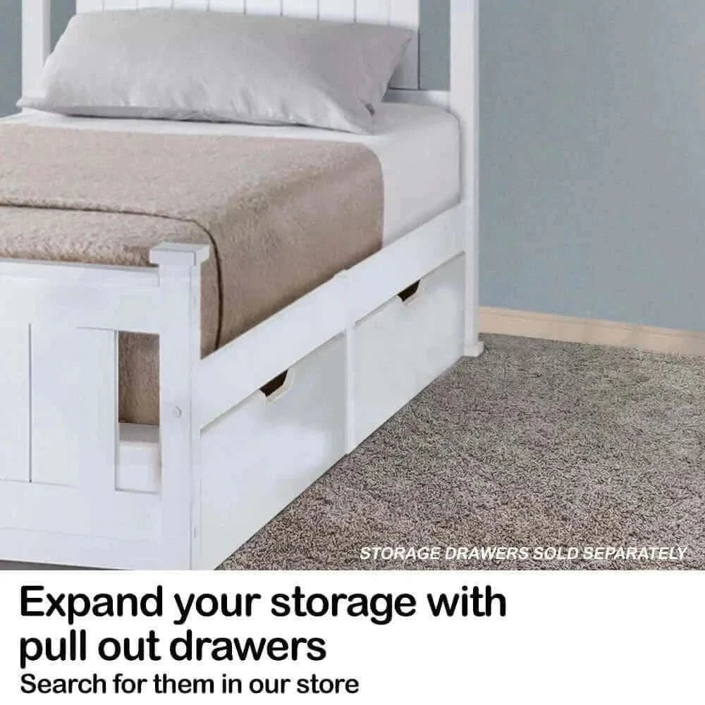Kingston Slumber Single Wooden Bed Frame Base White Pine Adult Bedroom
