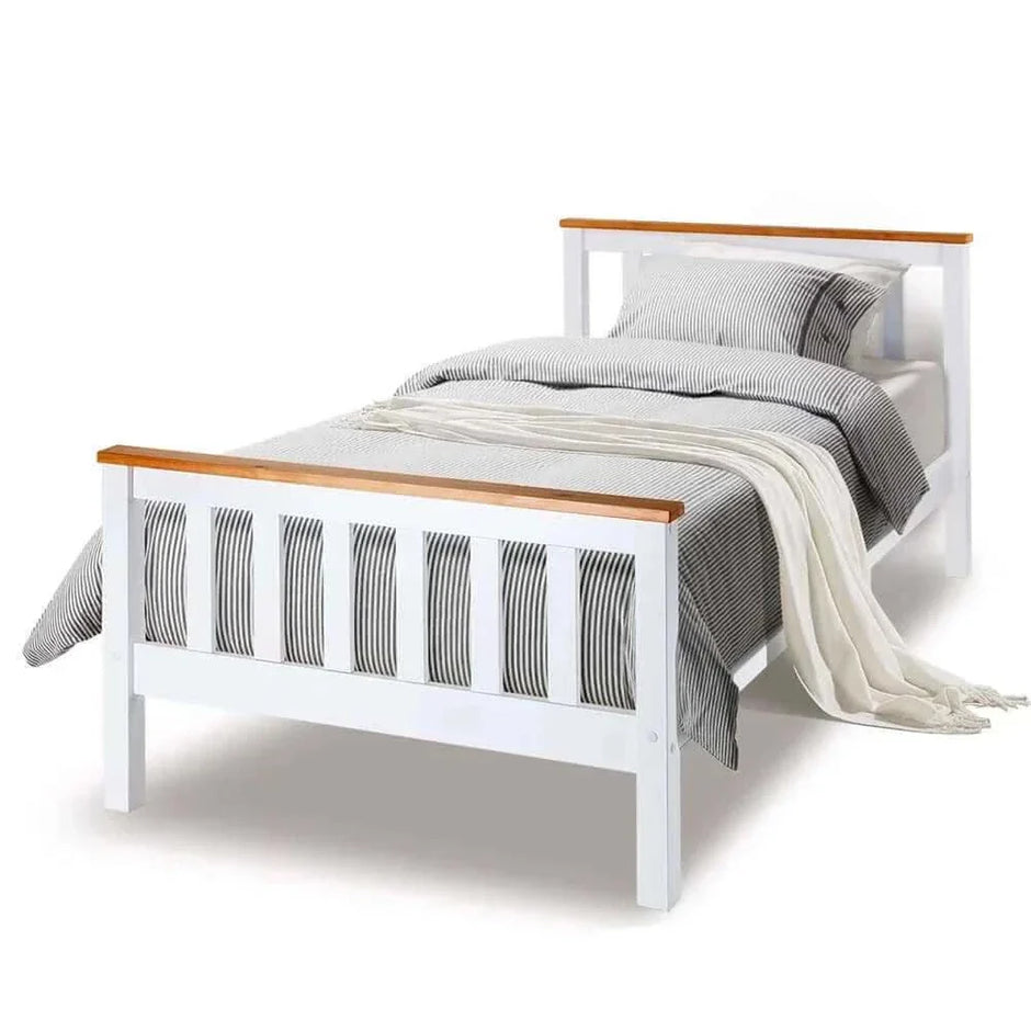 Single Wooden Bed Frame Base White 