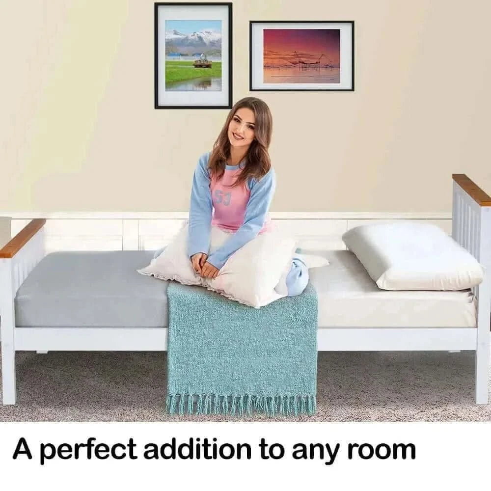 Kingston Slumber Single Wooden Bed Frame Base White Timber Kids Adults